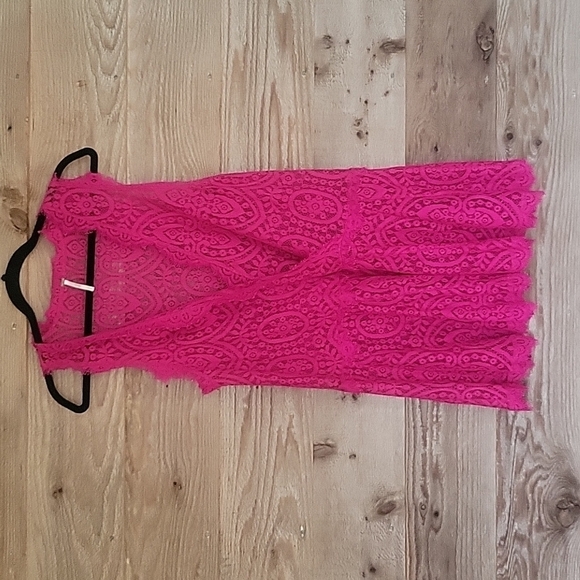 Free People Magenta Lace Mini Dress Size Small - Picture 1 of 4